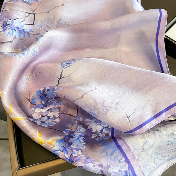 Foulard fiori lilla - lilac flowers headscarf