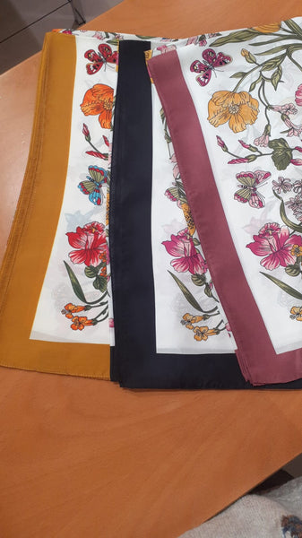 Foulard flore fiore e farfalle  flora - headscarf flowers and Butterfly