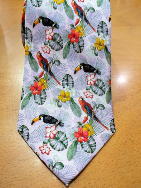 cravatta tucano e pappagallo - toucan and parrot tie