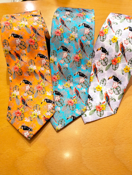 cravatta tucano e pappagallo - toucan and parrot tie