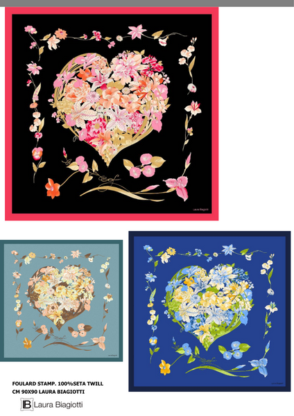 Foulard San Valentino con cuore e fiori - Valentine's headscarf with heart and flowers