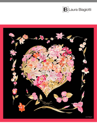 Foulard San Valentino con cuore e fiori - Valentine's headscarf with heart and flowers
