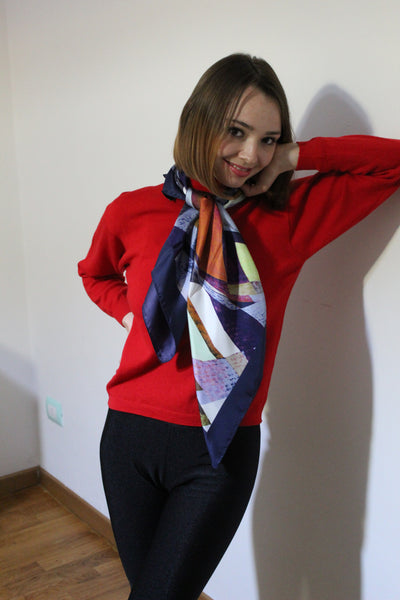 Foulard astratto/geometrico 🟦🟥🟩🟫📐📏 con diverse forme e colori(abstract/geometric square scarf with different shapes and colors).