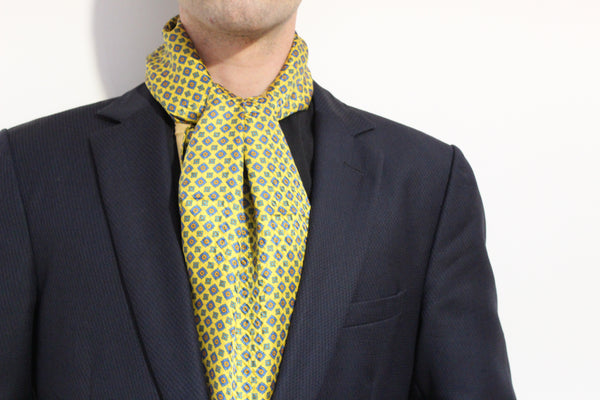 Sciarpa elegante 👔💛🔵🏛️📐seta/lana da uomo gialla e azzurra