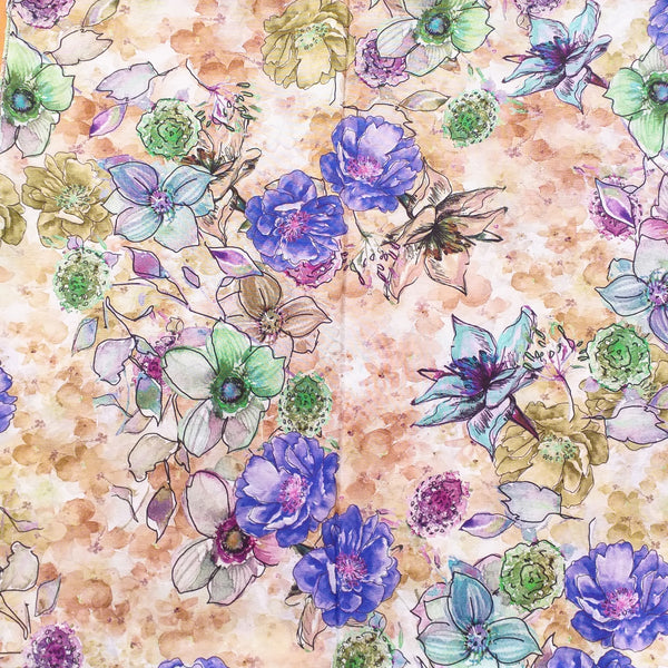 Sciarpe con glicine , dalia , rose e una con disegno paisley(Scarves with flowers such as wisteria, dahlia, roses and one with a paisley pattern)